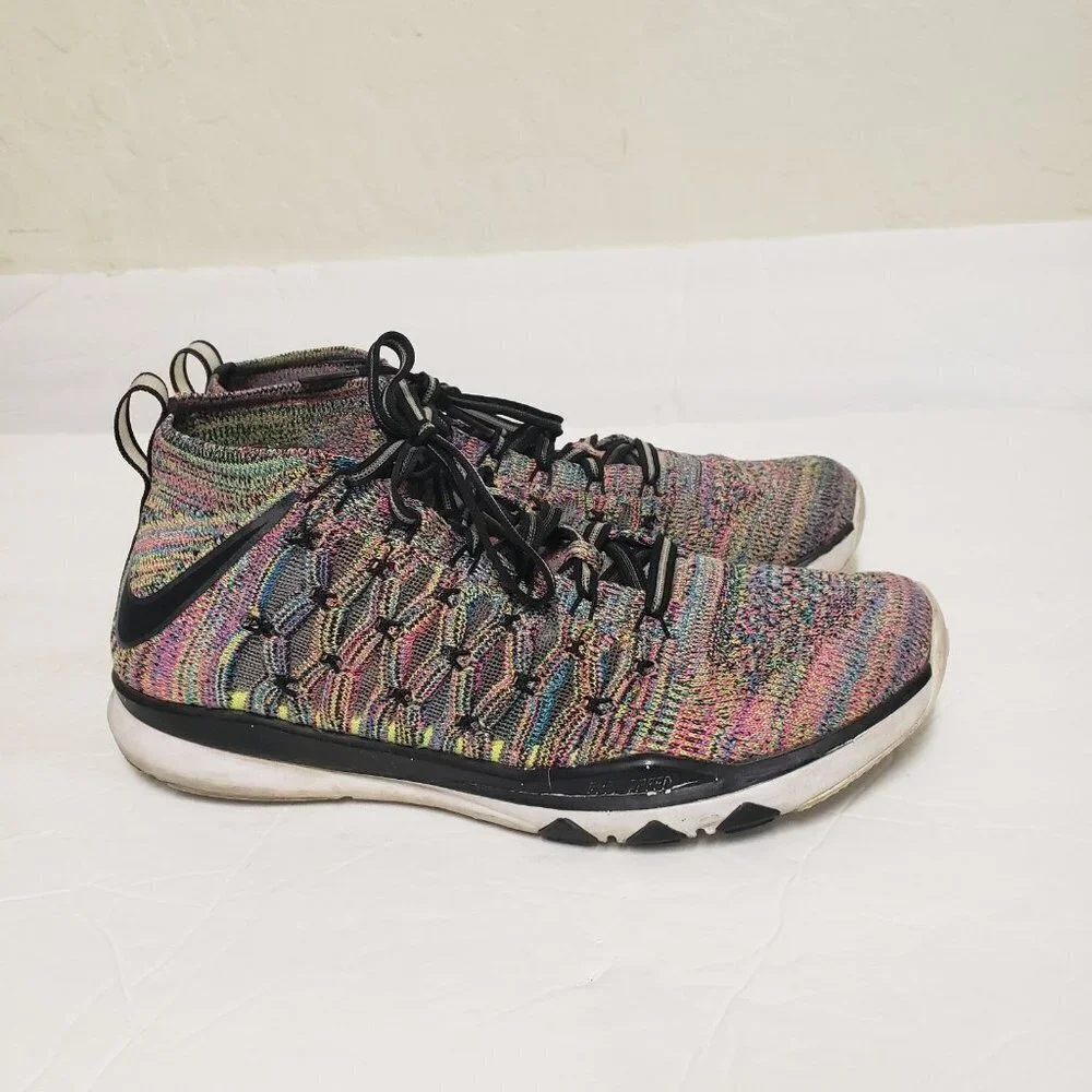 Nike Train sz 7 Ultrafast Flyknit Volt multi colors pink blue white Mens